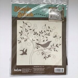 NEW Janlynn Simple Stitch BIRD SILHOUETTE Farmhouse Stitchery Kit 14x14" USA